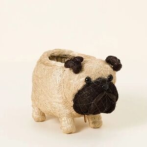 Charming Tan and Brown Pug Planter
